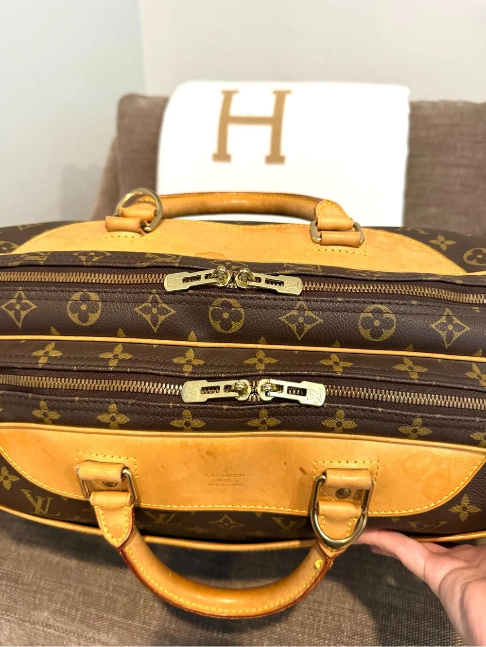 Authentic Louis Vuitton Alizé Poche travel bag M41393 brown monogram LV unisex